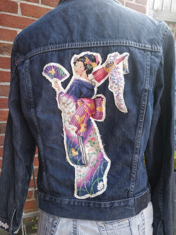 Japanese Woman Tapestry Denim Jacket