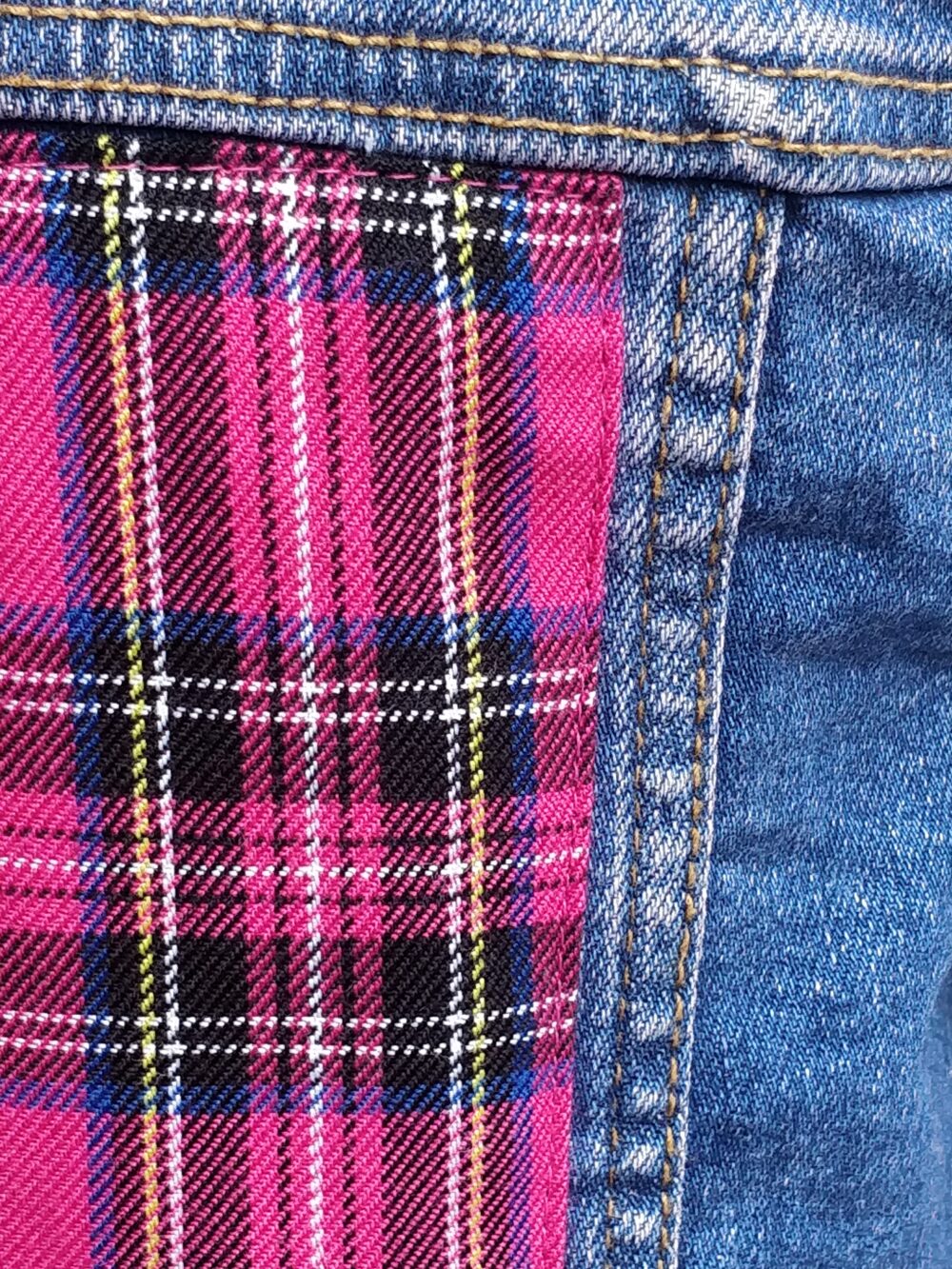 Pink Tartan Denim Jacket - Image 4