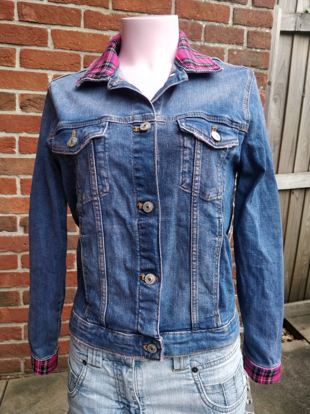 Pink Tartan Denim Jacket - Image 3