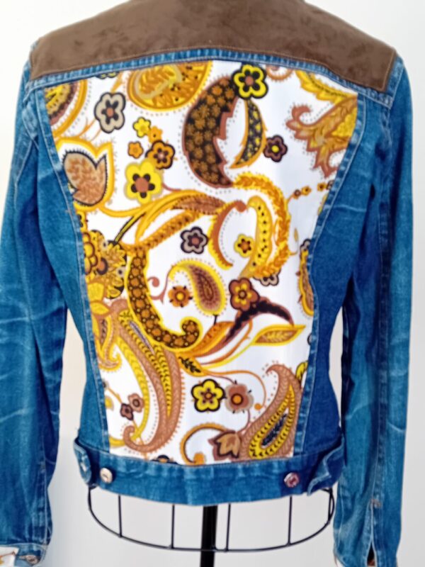 Yellow Paisley and Suede Denim Jacket