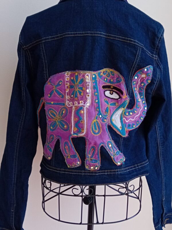 Purple Indian Elephant Denim Jacket