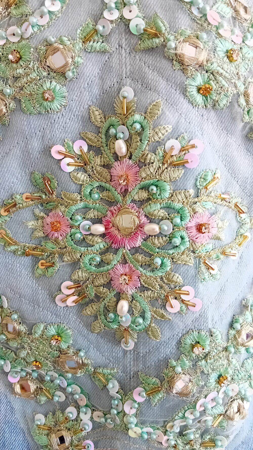 Mint and Pink Sparkly Denim Jacket - Image 2