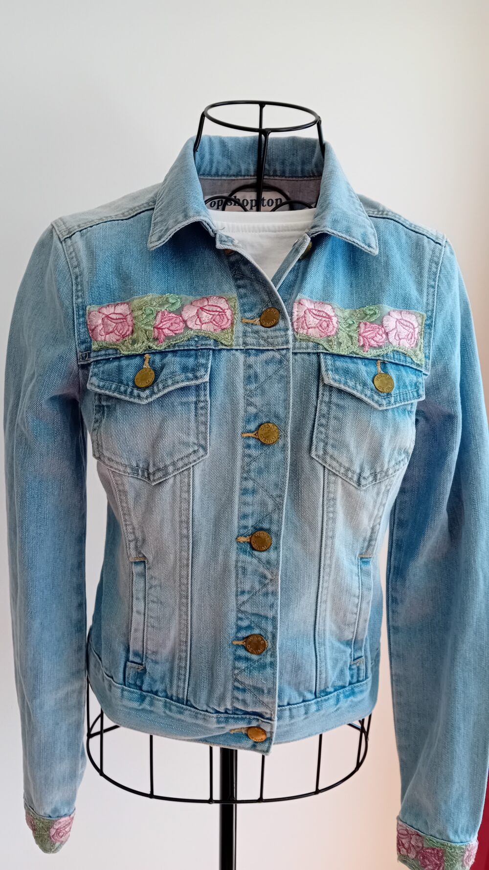 Mint and Pink Sparkly Denim Jacket - Image 5