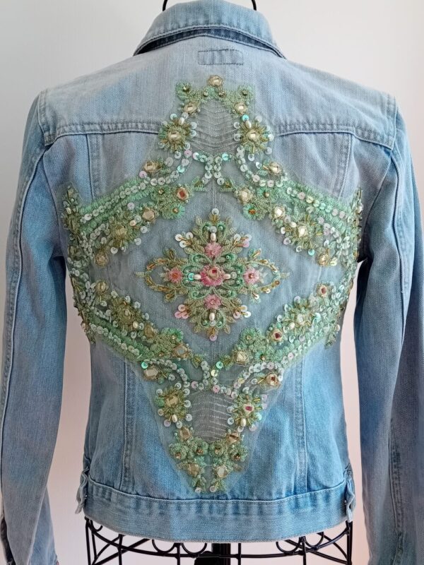 Mint and Pink Sparkly Denim Jacket