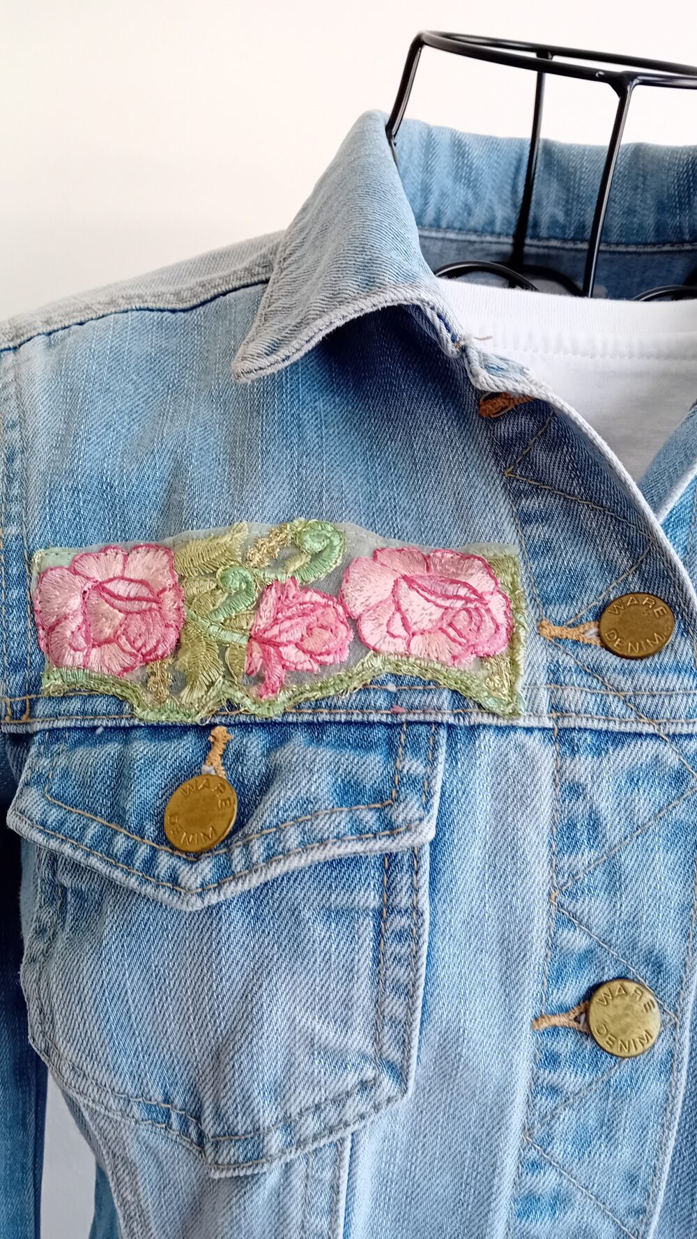 Mint and Pink Sparkly Denim Jacket - Image 6