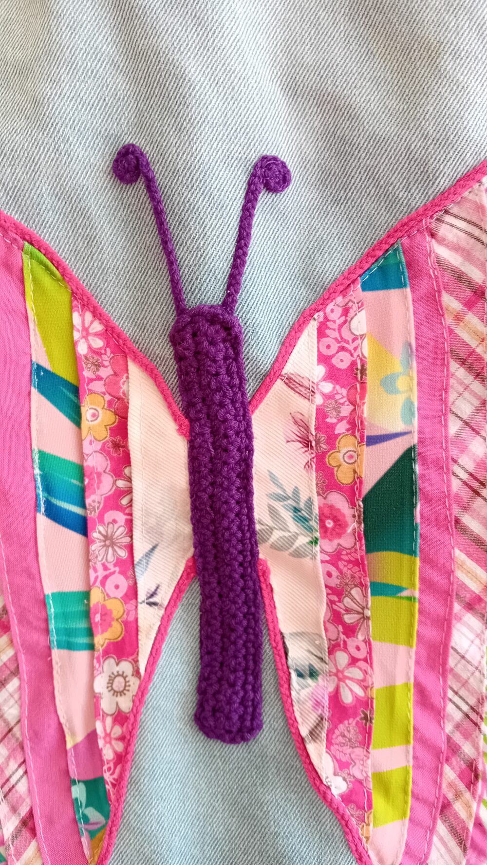 Pink Butterfly Denim Jacket - Image 3