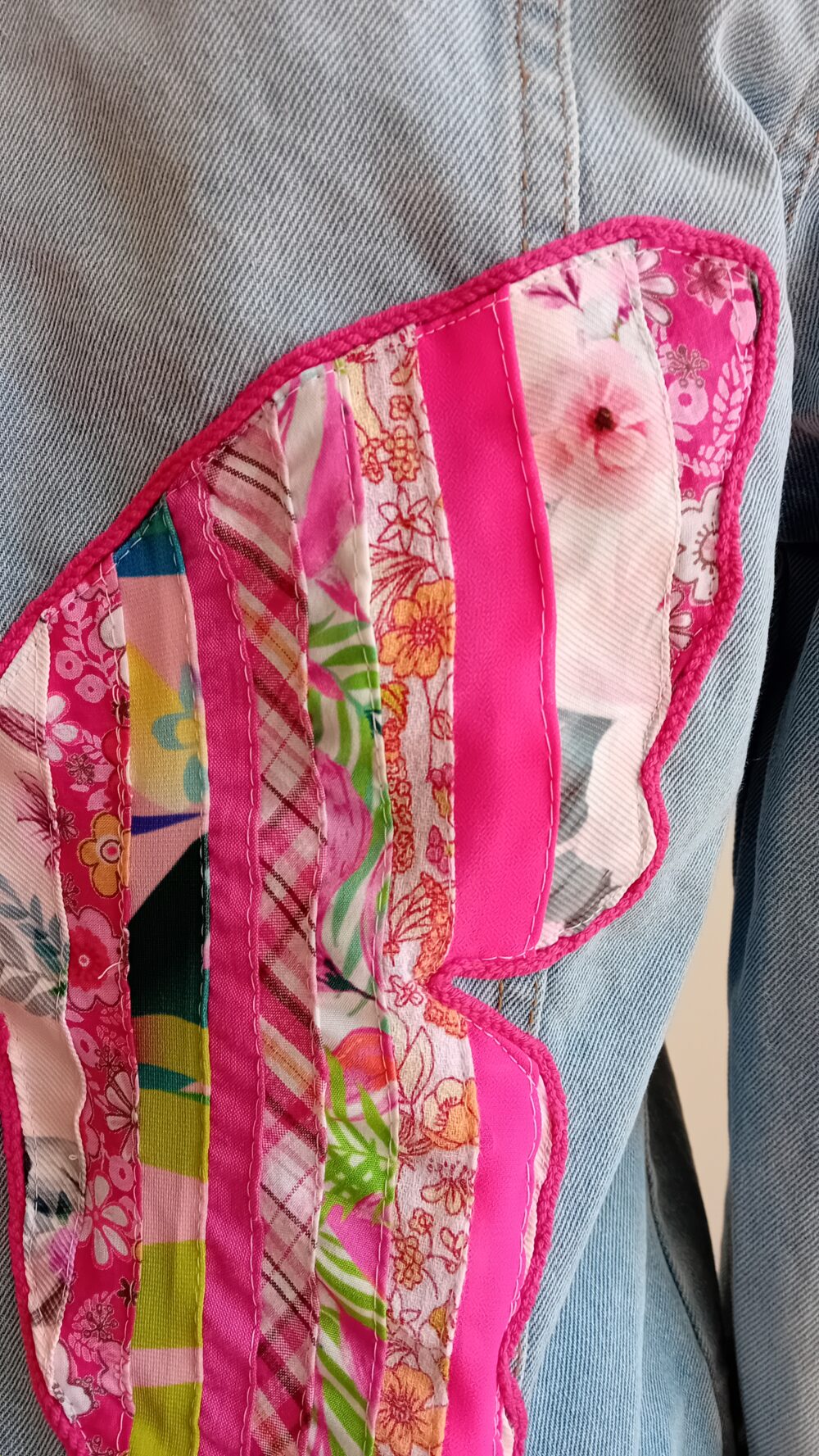 Pink Butterfly Denim Jacket - Image 5