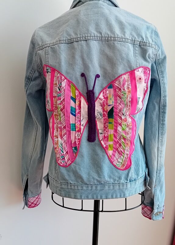 Pink Butterfly Denim Jacket
