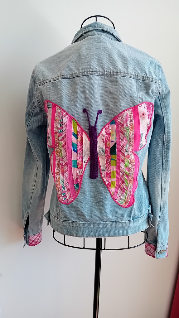 Pink Butterfly Denim Jacket