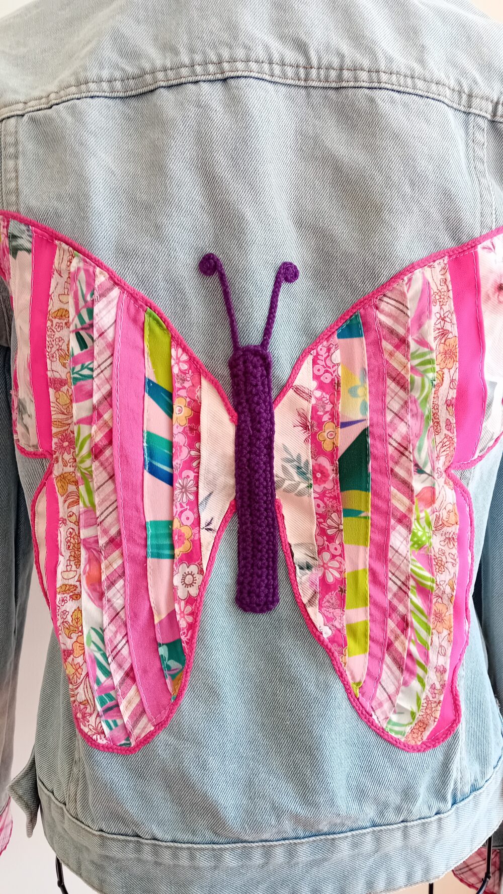 Pink Butterfly Denim Jacket - Image 2