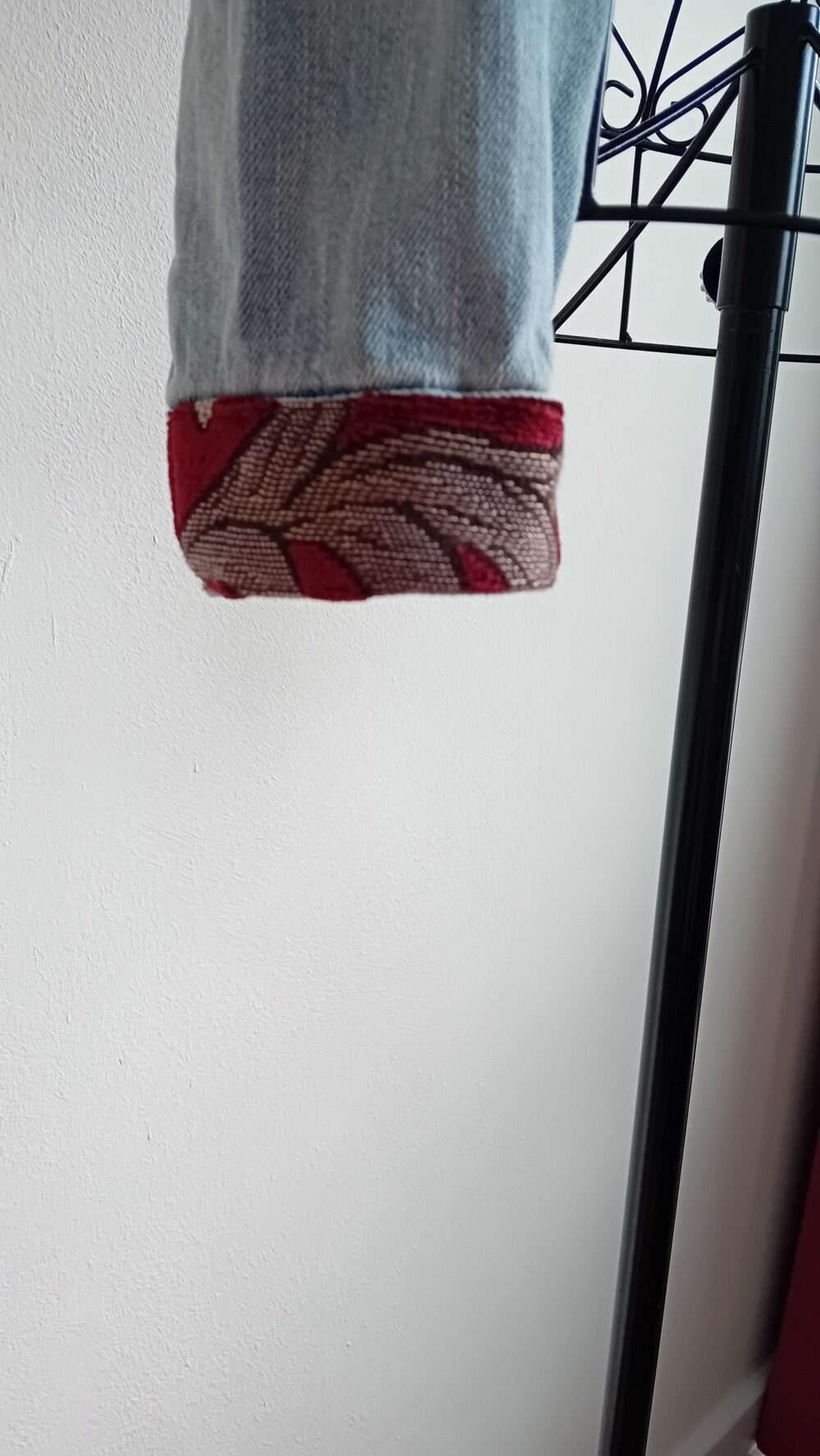 Maroon and Lemon Flowers Denim Jacket - Image 4