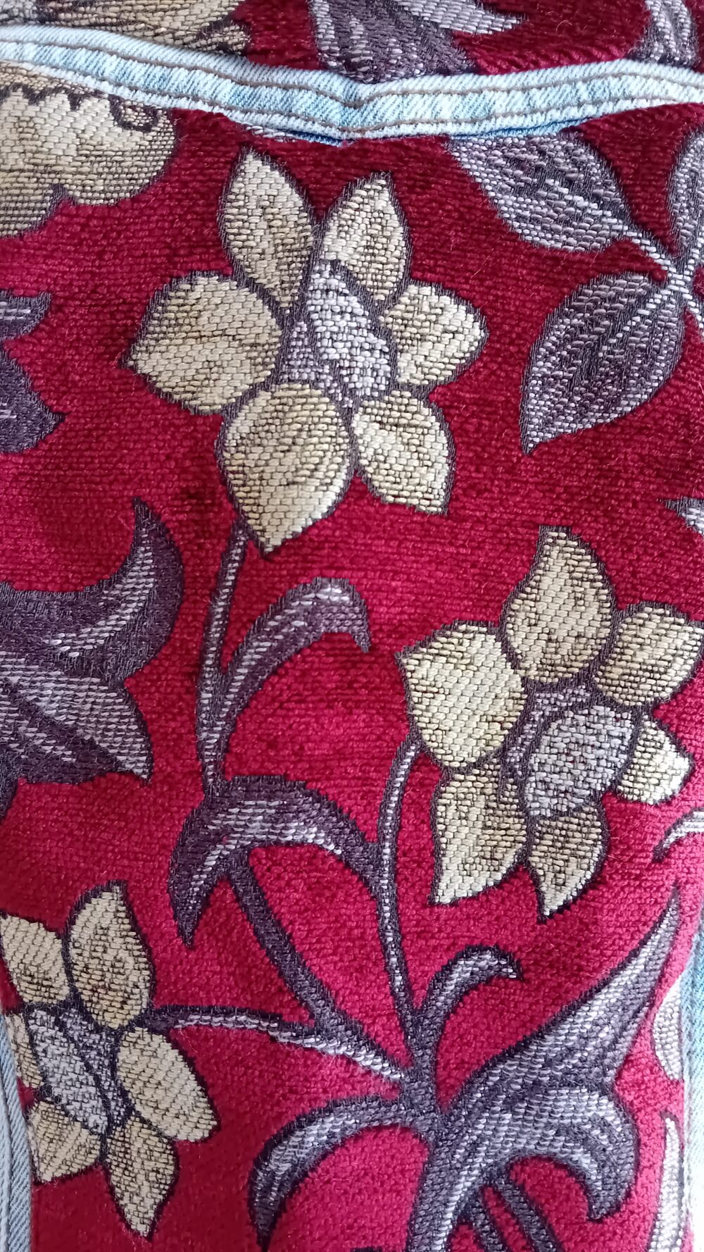 Maroon and Lemon Flowers Denim Jacket - Image 6